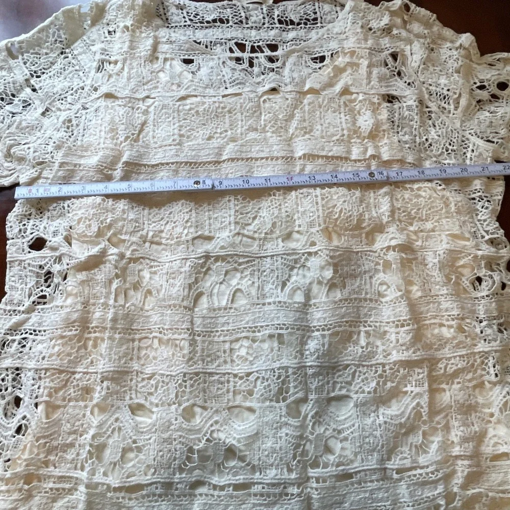 Indigo Thread Co Womans Crochet Blouse Pullover Size 2X Ivory NEW